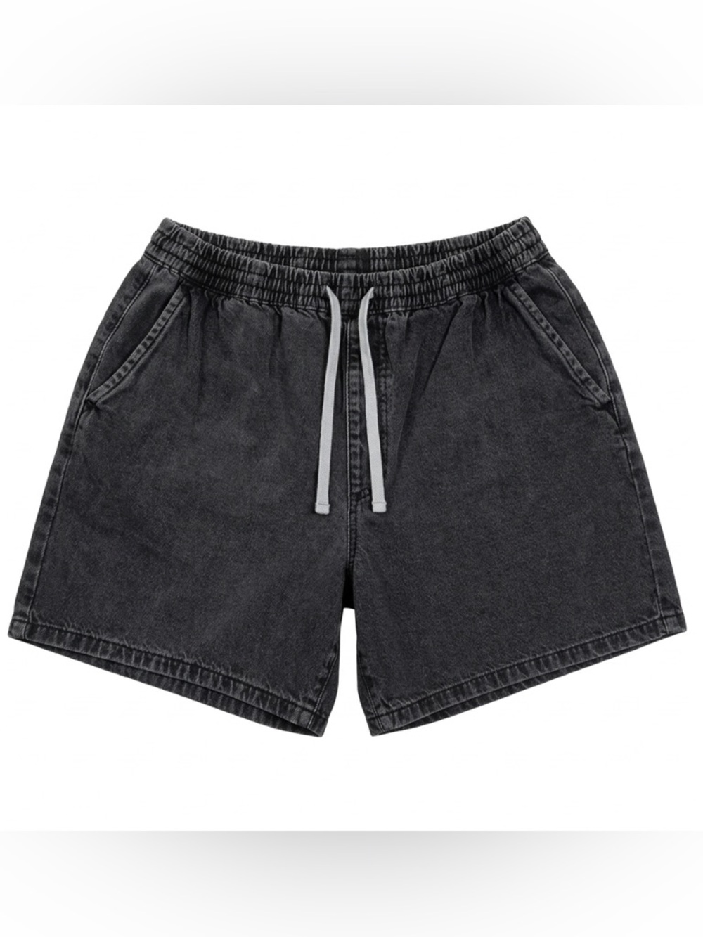 BDG Men's Oversized Washed Black Drawstring Athletic Shorts